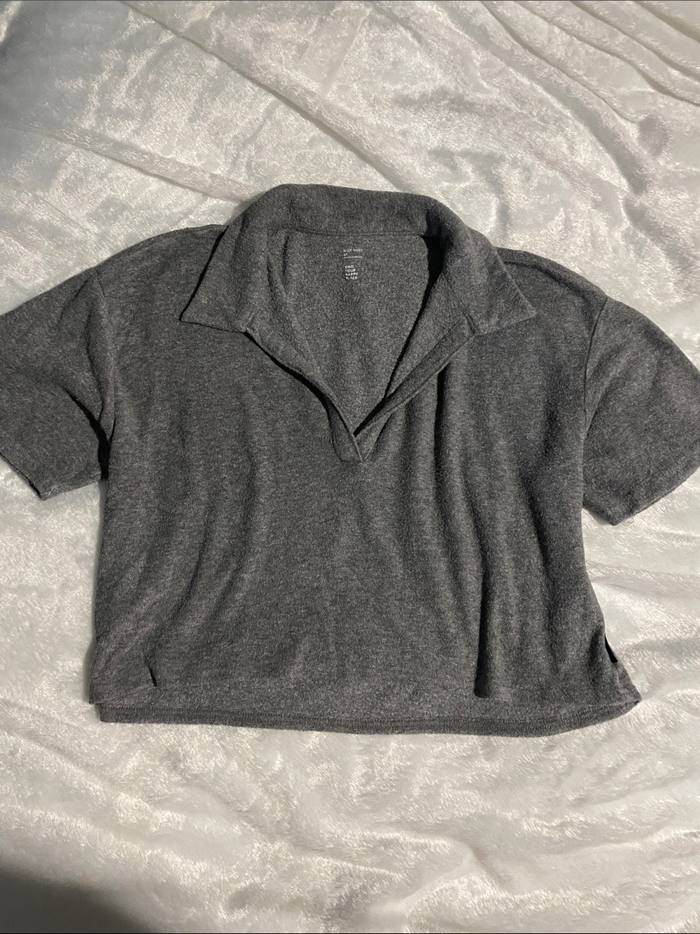 Gilly Hicks Dark Gray Cropped Polo Top